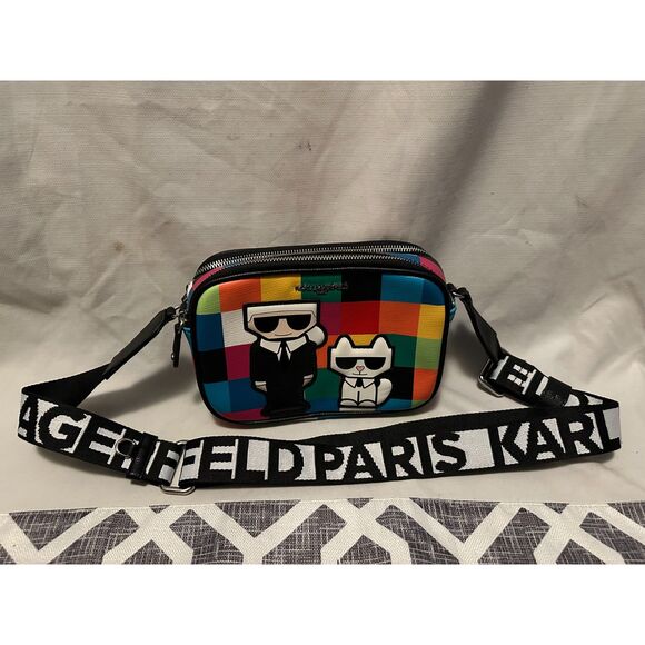New New KARL LAGERFELD PARIS Maybelle Multicolor Crossbody Bag Handbag - Picture 1 of 9